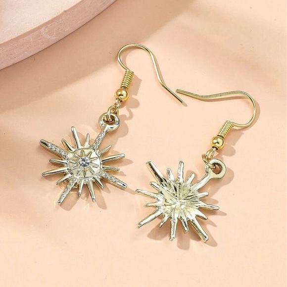 Any 3/$25! Gold Crystal Star Drop Earrings - Picture 3 of 6